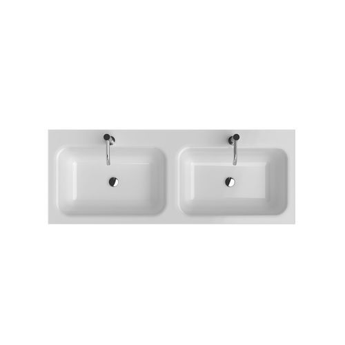 Lavabo integrato - MAESTRO - Inda - in vetro / rettangolare / 1 foro