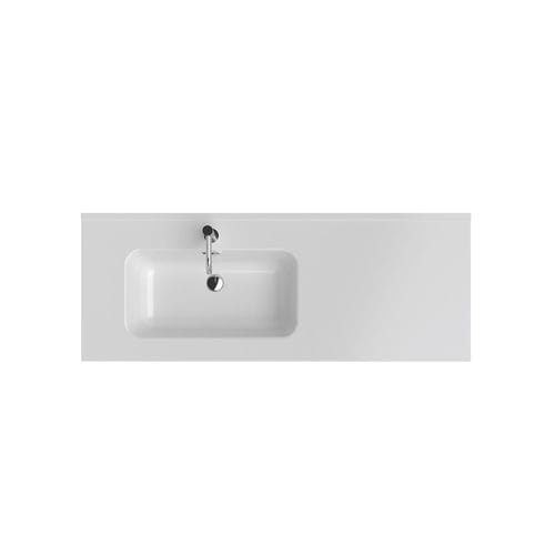 Lavabo integrato - KONA - Inda - in ceramica / con piano integrato / rettangolare