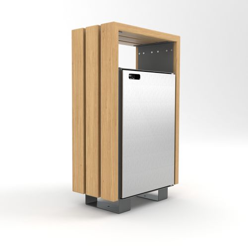 Portarifiuti pubblico - BLOC  - Factory Street Furniture - in acciaio galvanizzato / in acciaio inossidabile / in legno