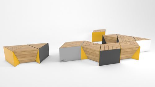 Panca per spazi pubblici contemporanea - SONOBE - Factory Street Furniture - in legno di latifoglie / in pino / in larice