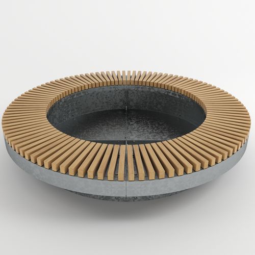 Panca per spazi pubblici con fioriera - TOP HAT - Factory Street Furniture - contemporanea / in legno / in acciaio galvanizzato