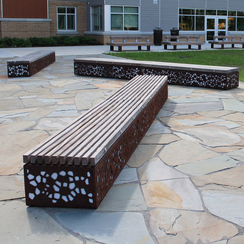 Panca per spazi pubblici contemporanea - SOCA - Factory Street Furniture - in legno / in acciaio galvanizzato / in acciaio COR-TEN®