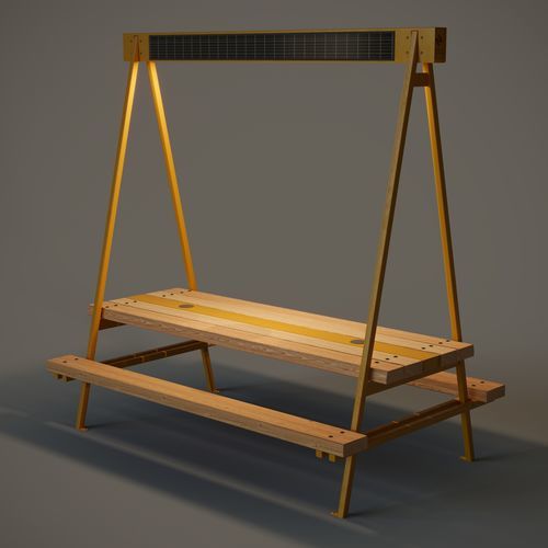 Tavolo da picnic contemporaneo - MEET - Factory Street Furniture - in legno / con supporto in acciaio galvanizzato / rettangolare