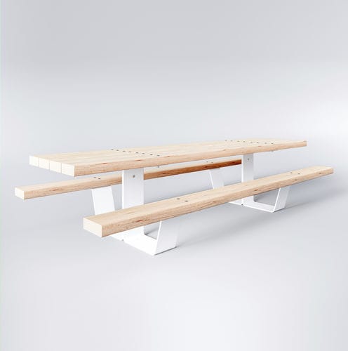 Tavolo da picnic contemporaneo - PIK - Factory Street Furniture - in legno massiccio / con supporto in acciaio galvanizzato / rettangolare