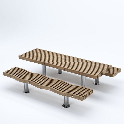 Tavolo contemporaneo - SERPENTINE - Factory Street Furniture - in legno / con supporto in acciaio inossidabile / rettangolare