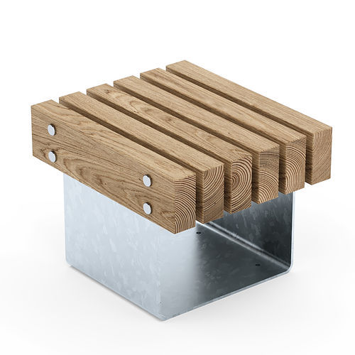 Sgabello contemporaneo - QUAY SINGLE - Factory Street Furniture - in legno / con supporto in acciaio galvanizzato / per spazio pubblico
