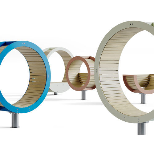 Panca per spazi pubblici contemporanea - Boom Seat pods  - Factory Street Furniture - in legno / in acciaio galvanizzato / in acciaio