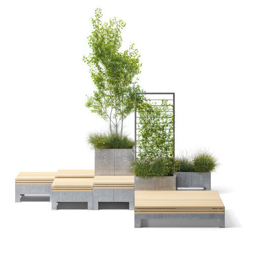 Panca per spazi pubblici contemporanea - Metric - Factory Street Furniture - in legno di latifoglie / in pino / in legno massiccio