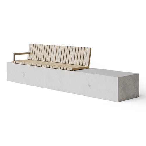 Panca per spazi pubblici contemporanea - SOCA Crossways Slat Seat - Factory Street Furniture - in legno / in calcestruzzo / in metallo