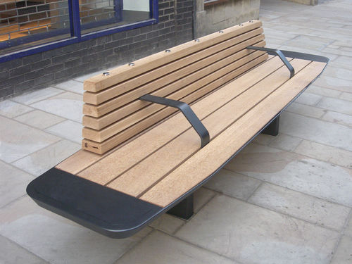 Panca per spazi pubblici contemporanea - HIGH STREET, WINCHESTER  - Factory Street Furniture - in rovere / in acciaio inossidabile / con schienale