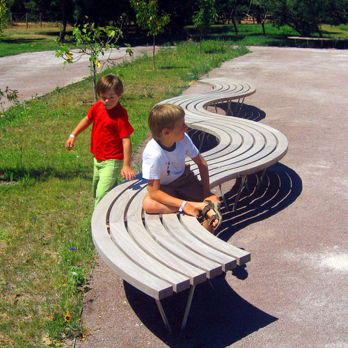 Panca per spazi pubblici contemporanea - SINU - Factory Street Furniture - in legno / in acciaio inossidabile / modulare