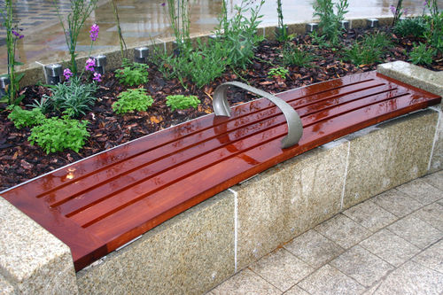 Panca per spazi pubblici contemporanea - LEYS GARDEN, LETCHWORTH GARDEN CITY - Factory Street Furniture - in legno / in acciaio inossidabile / in ghisa di alluminio