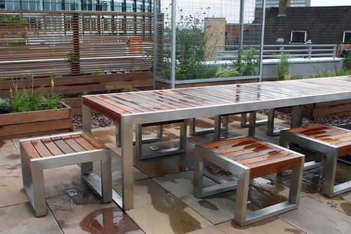 Sgabello contemporaneo - SKOP - Factory Street Furniture - con supporto in acciaio inossidabile / per spazio pubblico / da esterno