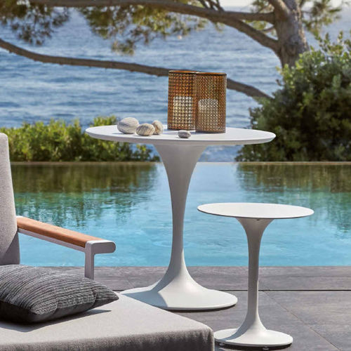 Tavolo d'appoggio contemporaneo - KOROL - SIFAS - in alluminio laccato / con supporto in alluminio laccato / rotondo