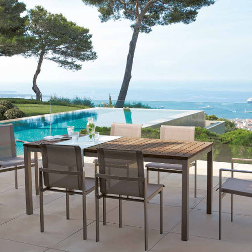 Tavolo contemporaneo - KWADRA - SIFAS - in teak / in vetro / in alluminio laccato