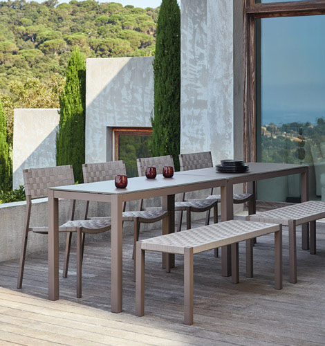 Panca da giardino design scandinavo - PHENIKS - SIFAS - in alluminio laccato / in Textilene® / in poliestere