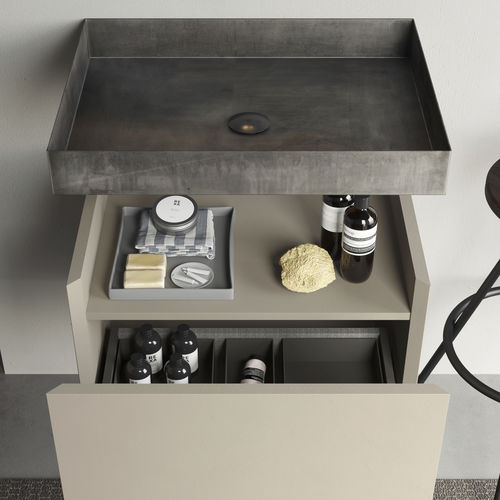 Lavabo sospeso - WALL.E - Rexa Design - in metallo / finitura opaca / rettangolare