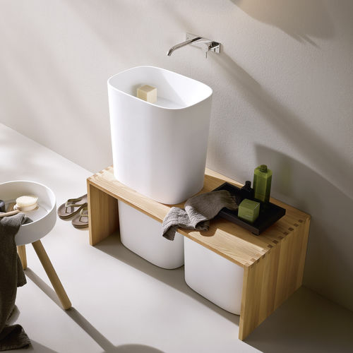 Lavabo da appoggio - Rexa Design - in Corian® / su misura / rettangolare