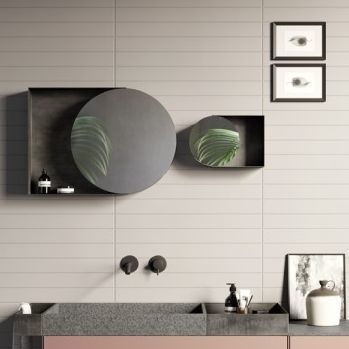 Specchio da bagno a muro - POIS - Rexa Design - contemporaneo / verticale / in metallo