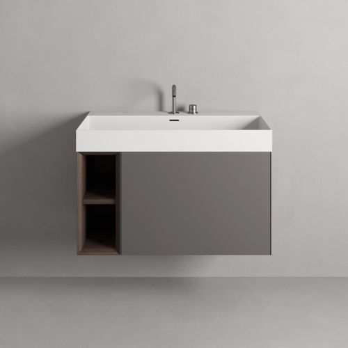 Lavabo sospeso - Rexa Design - in ceramica / finitura opaca / rettangolare