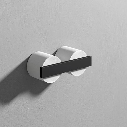 Distributore di carta igienica da parete - STONE - Rexa Design - in metallo / per due rulli / nero