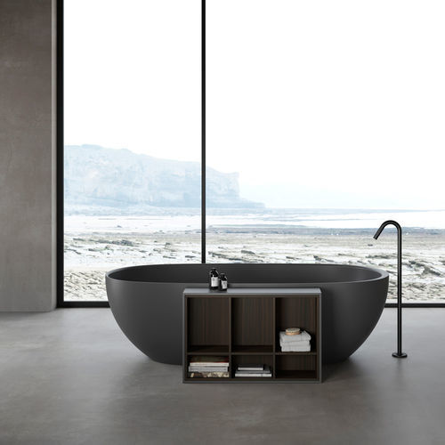 Vasca da bagno ovale - HOLE CON LIBRERIA - Rexa Design - da appoggio / per ambiente abitativo / in composito