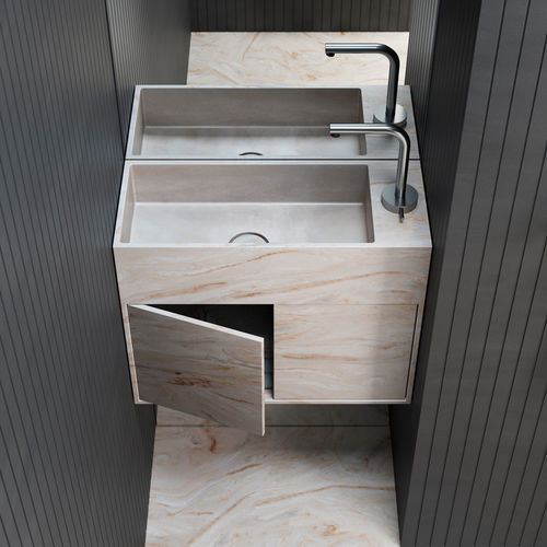 Mobile lavabo sospeso - Rexa Design - in legno / in Corian® / contemporaneo