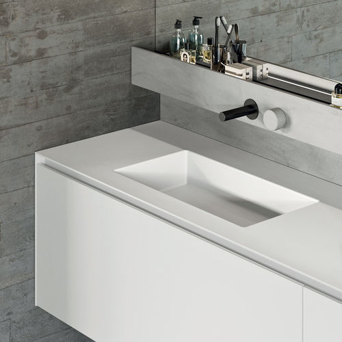 Mobile lavabo a muro - Ergo.23 - Rexa Design - in legno / in Corian® / contemporaneo