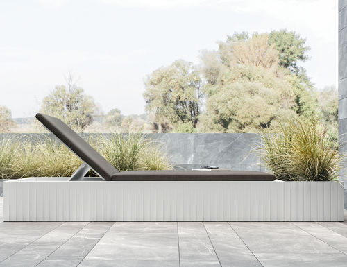 Lettino prendisole contemporaneo - Rexa Design - in tessuto / in Corian® / con schienale regolabile