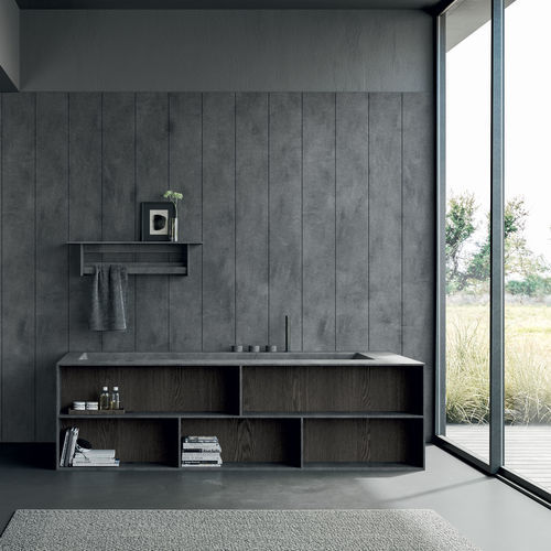 Vasca da bagno da appoggio - Rexa Design - filomuro / per ambiente abitativo / in Corian®
