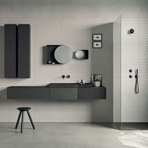 Mobile lavabo doppio - Compact Living - Rexa Design - sospeso / in legno / in Corian®