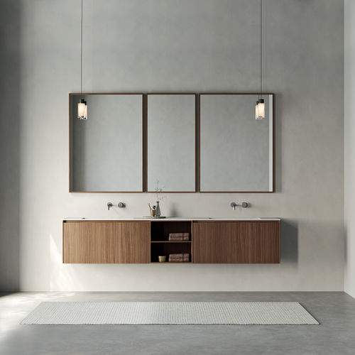 Mobile lavabo sospeso - Rexa Design - da appoggio / in legno / bentonitico