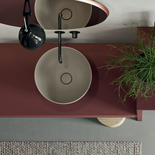 Lavabo da appoggio - Rexa Design - in ceramica / con specchio / doppio
