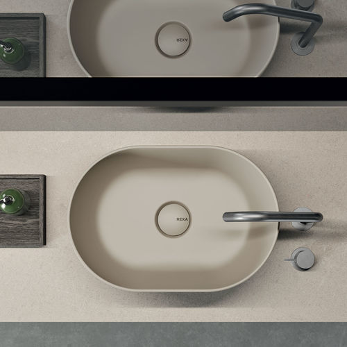 Lavabo da appoggio - Rexa Design - in ceramica / con specchio / doppio