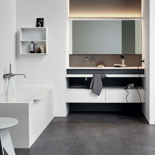 Piano lavabo in Corian® - Rexa Design - in Fenix NTM / su misura / con portasalviette integrato