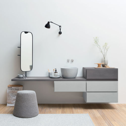 Mobile lavabo sospeso - Rexa Design - in Corian® / contemporaneo / senza ante