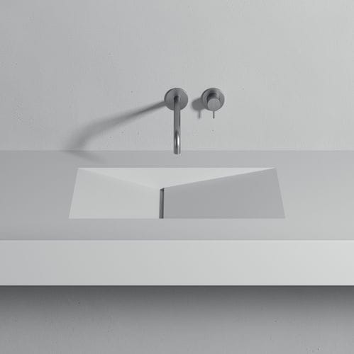 Lavabo da incasso - D_TAGLIO - Rexa Design - in Corian® / con piano integrato / rettangolare