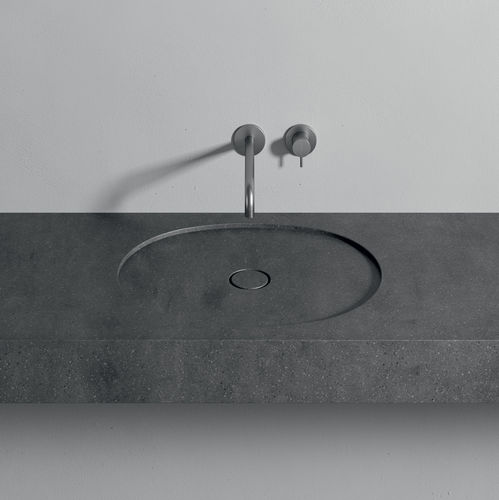 Lavabo sospeso - FLAT - Rexa Design - in Corian® / con piano integrato / ovale