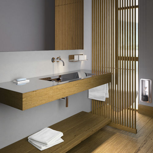 Lavabo sospeso - NOVANTA 1300 - Componendo - in legno / in acciaio inossidabile / con portasalviette integrato