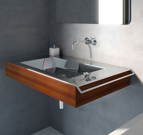 Piano lavabo in legno - NOVANTA 900 - Componendo - in acciaio inossidabile / su misura / con portasalviette integrato