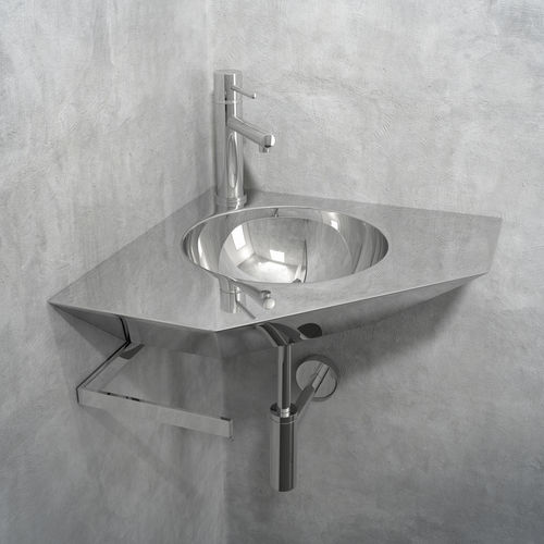 Lavabo sospeso - ORN - Componendo - in acciaio inossidabile / con portasalviette integrato / d'angolo