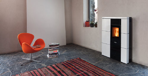 Stufa a pellet - FLOW: OLIVIA   - Ravelli - contemporanea / in acciaio / in vetro