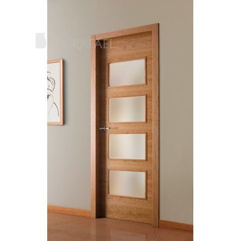 Porta da interno - 8005 V4  - Puertas Sanrafael - in legno massiccio / battente / vetrata