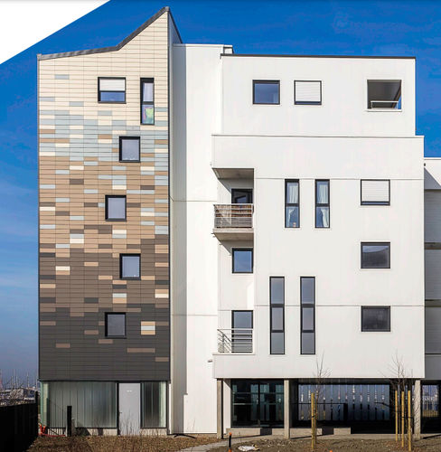 Rivestimento di facciata in pannelli - RESIDENTIAL AREA "GRAND LARGE"  - Arconic Architectural Products SAS, Merxheim/Frank - in alluminio / verticale / di lunga durata