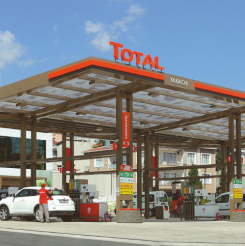 Pannello da costruzione - TOTAL PETROL STATIONS  - Arconic Architectural Products SAS, Merxheim/Frank - di protezione / per tetto / per tettoia d'entrata