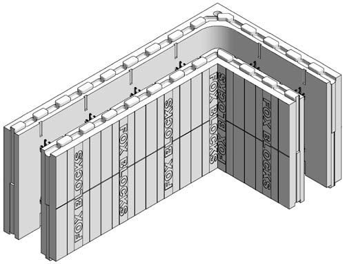 Blocco cassero in polistirene - Fox Blocks - per muro / isolante / d'angolo