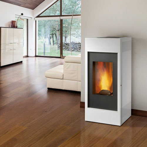 Termostufa a pellet - VISUAL XW - Caminetti Montegrappa - a legna / contemporanea / in acciaio