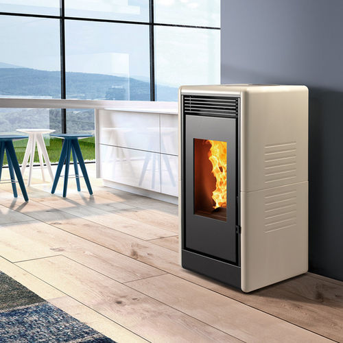 Termostufa a pellet - LUCE XW - Caminetti Montegrappa - a legna / contemporanea / in acciaio