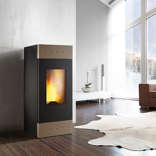 Termostufa a pellet - TILE XW - Caminetti Montegrappa - a legna / contemporanea / in acciaio