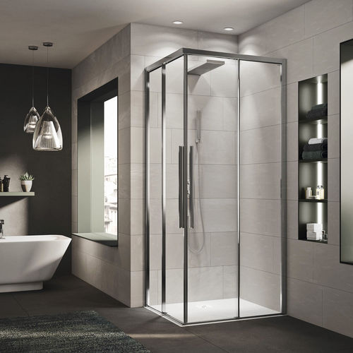 Box doccia in vetro temprato - EVOX A+A - Relax - in alluminio / con porta scorrevole / d'angolo